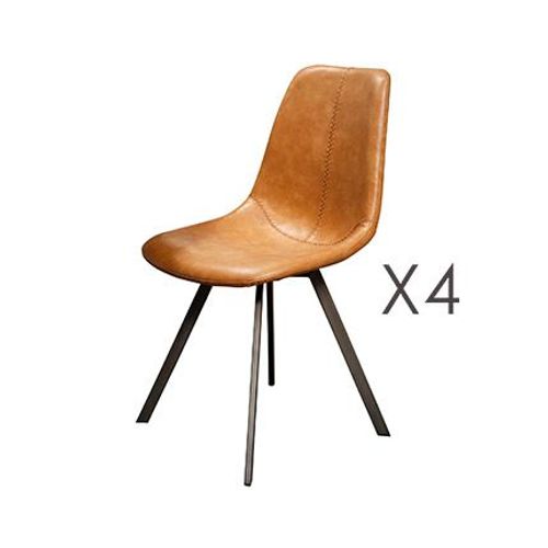 Lot De 4 Chaises Repas 46x58x87 Cm En Pu Marron
