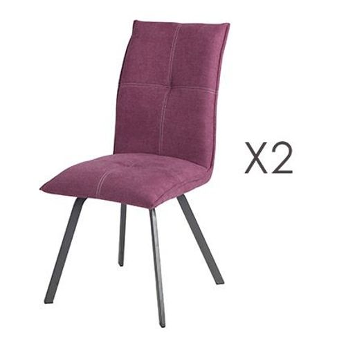 Lot De 2 Chaises Repas En Tissu Fuchsia Et Pieds Gris Mat - Morten