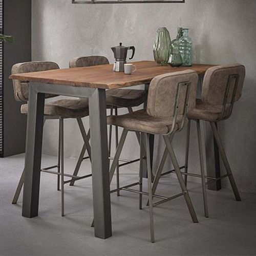 Table De Bar 147 Cm En Acacia Massif Et Métal - Grany