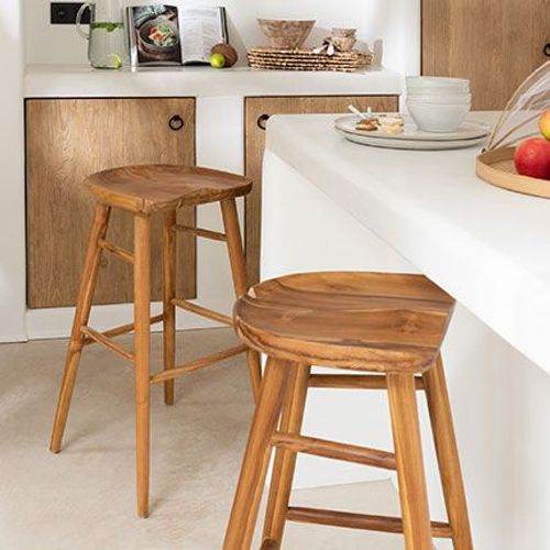 Tabouret De Bar 40x40x75 Cm En Teck Naturel