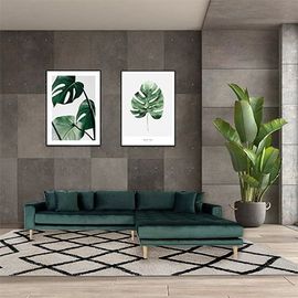Canapé D'angle À Droite 290x92/170x76 Cm En Velours Vert Foncé - Vanea