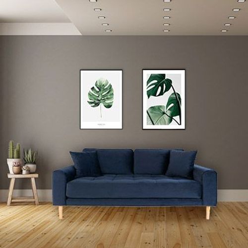 Canapé 2,5 Places 180x93x76 Cm En Velours Bleu Foncé - Vanea