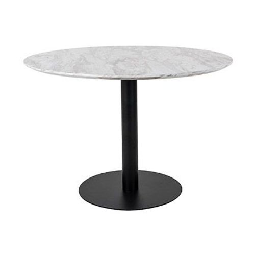 Table À Manger Ronde 110x75 Cm Aspect Marbre Blanc Et Noir - Derval