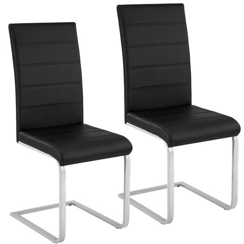 2 Chaises De Salle À Manger Bettina Rembourrées Pieds En Métal Argentés Design Moderne - Noir