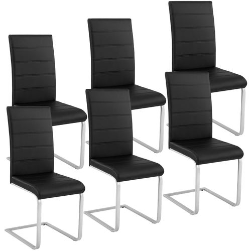 6 Chaises De Salle À Manger Bettina Rembourrées Pieds En Métal Argentés Design Moderne - Noir