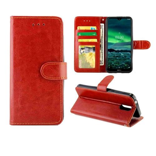 Flip Étui Pour Nokia 2.3 Titulaire De La Carte Fermeture Magnétique Antichoc Cuir Pu Bicelle - Rouge