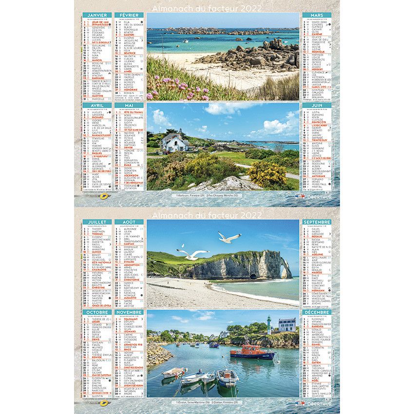 Calendrier De La Poste 2023 Calendrier Almanach Facteur La Poste Ptt 2022 Bretagne Normandie | Rakuten