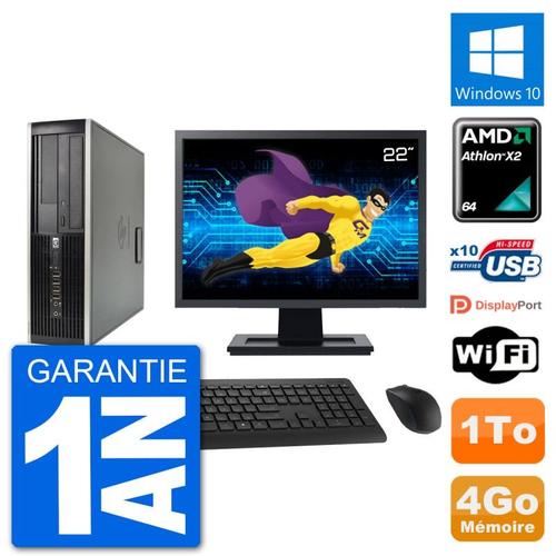 PC HP 6005 SFF Ecran 22" AMD Athlon II X2 B24 RAM 4Go Disque 1To Windows 10 Wifi