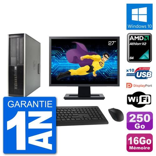 PC HP 6005 SFF Ecran 27" AMD Athlon II X2 B24 RAM 16Go 250Go Windows 10 Wifi