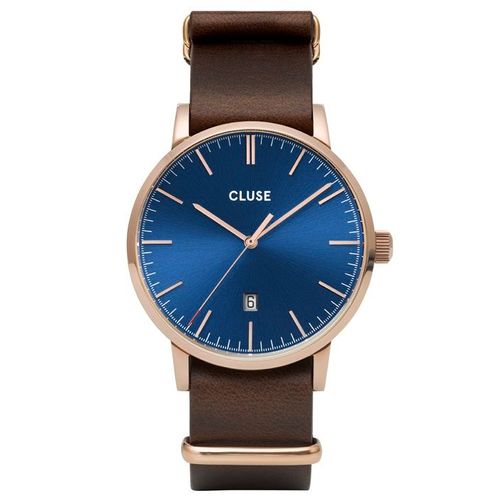 Montre Homme Cluse Aravis En Cuir Véritable De Vache Marron