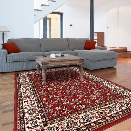 Tapis Oriental 140x200 Rectangle Rouge Tissé Motif Ancestral Lyn1 Nomed