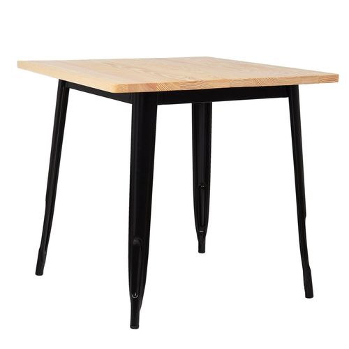 Table De Salle À Manger Carrée En Bois Et Acier (80x80 Cm) Lix Noir Bois Naturel