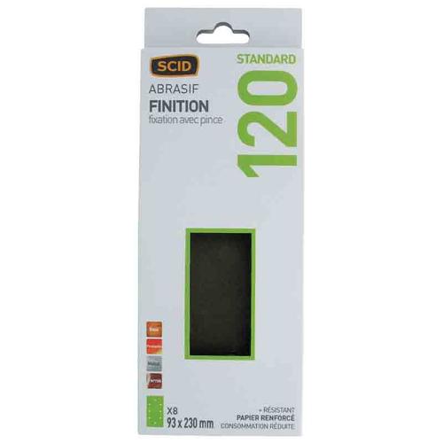 Patin abrasif fixation par pince 93 x 230 mm - grain 120 - lot de 8