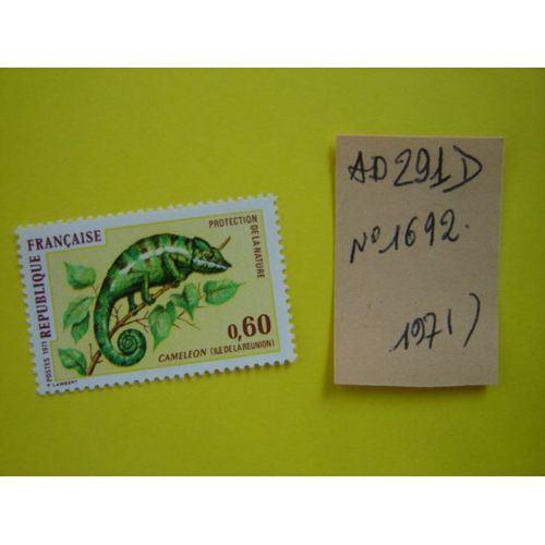 Ad/291 D*Timbre Neuf France 1971 *N° 1674 "Caméléon ,Île De La Réunion