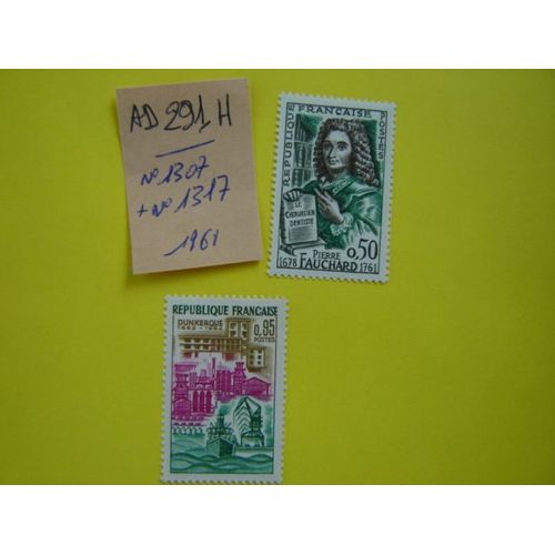 Ad/291 H* Lot De 2timbres Neufs France 1961 *N° 1307 / 1317
