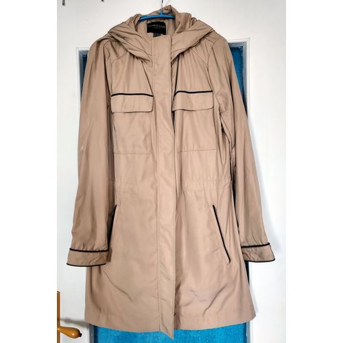 Cyrillus - Parka À Capuche Mi-Saison Beige Foncé Liseré Noir T42