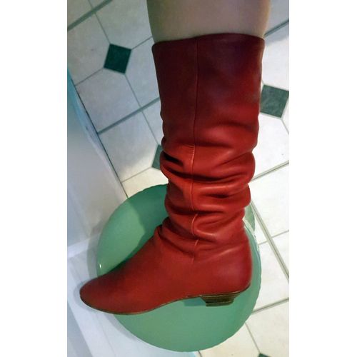 Bottes En Cuir Rouge Style Arche Pointure 37 Made In France