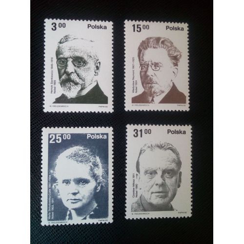Timbre Pologne Yt 2622 A 2625 Séries: Lauréats Polonais Du Prix Nobel 1982 ( 21005 )