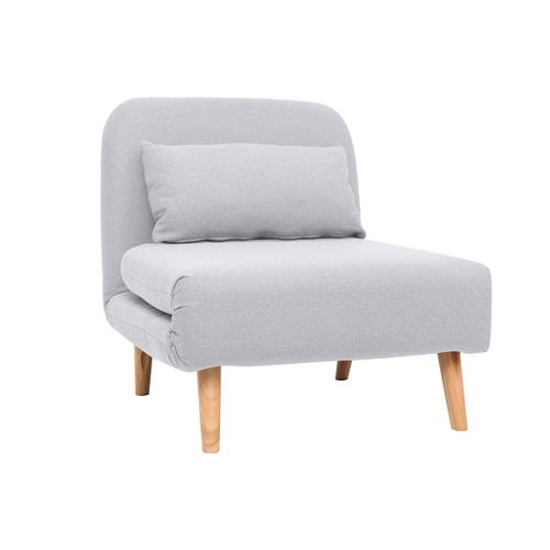 Fauteuil Scandinave Convertible Tissu Gris Clair Amiko