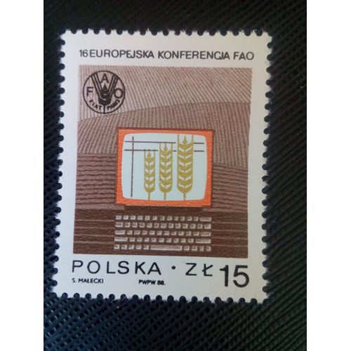 Timbre Pologne Yt 2963 Ordinateurs Et Croissance Agricole 1988 ( 21005 )