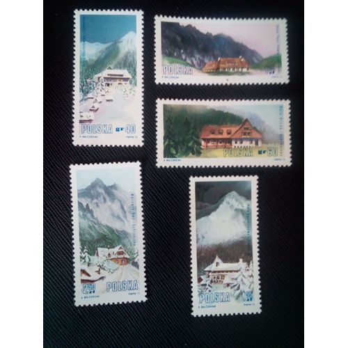 Timbre Pologne Yt 2050 A 2054 Séries: Chalets De Montagne À Parc National Des Tatras 1972 ( 21005 )