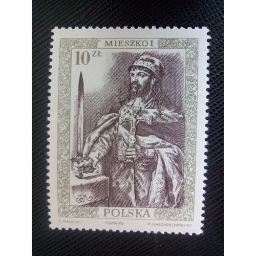 Timbre Pologne Yt 2876 Mieszko I (Vers 935-992) 1986 ( 21005 )