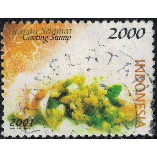 Indonésie 2001 Oblitéré Used Bouquet De Fleurs Ucapan Selamat Félicitations Y&t Id 1874 Su