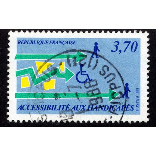 Timbre : 1988 Accessibilité Aux Handicapés,République Française,Postes,3,70