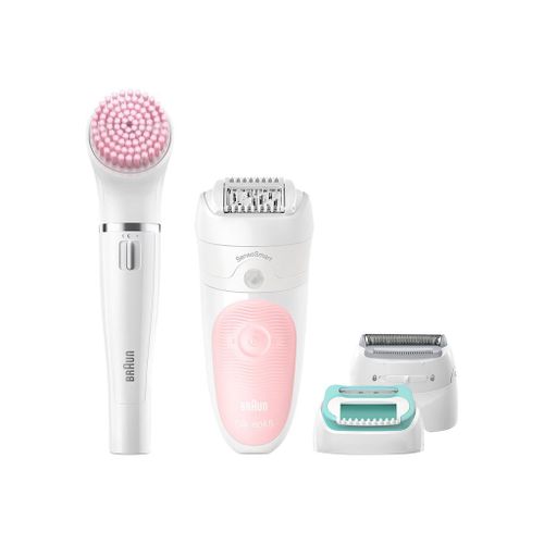 Braun Silk-Épil 5 875 Beauty Set - Épilateur - Sans Fil - Rose Flamant - Avec Brosse Nettoyante Pour Le Visage Facespa