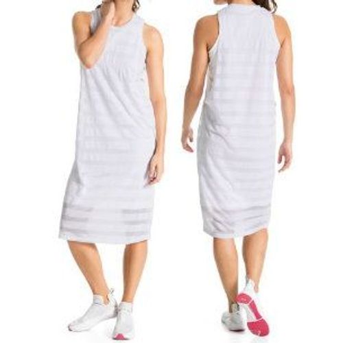 Puma - Robe Débardeur Urban Street Blanche À Rayures Transparentes Taille L
