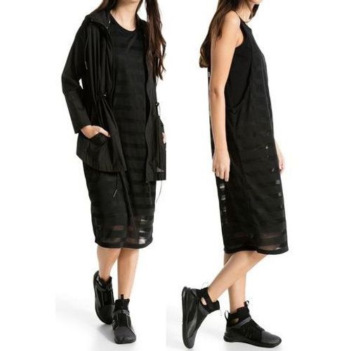 Puma - Robe Débardeur Urban Street Noire À Rayures Transparentes Taille L