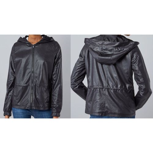 Kaporal  Veste Blouson Noir À Capuche Effet Cuir Taille Xl-42