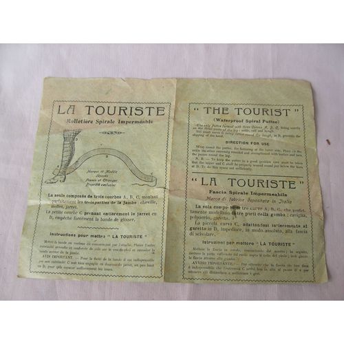Ww1/Ww2 France Publicité Francaise/Anglaise/Italienne Des Bande Molletieres " La Touriste "