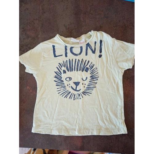 T Shirt Mc Jaune Lion Garçon 9 Mois Zara Baby Très Bon État