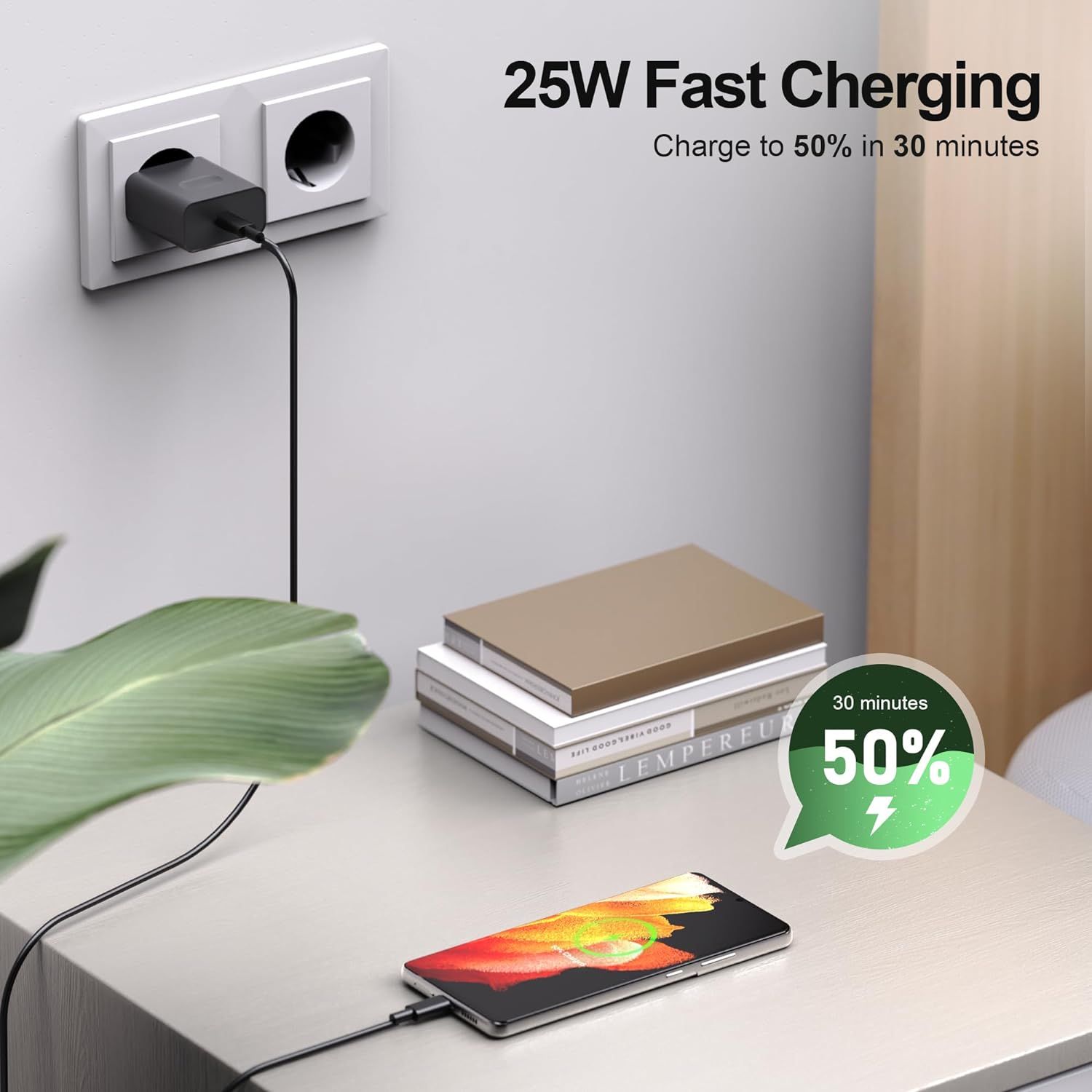Black Chargeur Samsung 25w, Usb C Adaptateur Rapide Prise Po... - 4