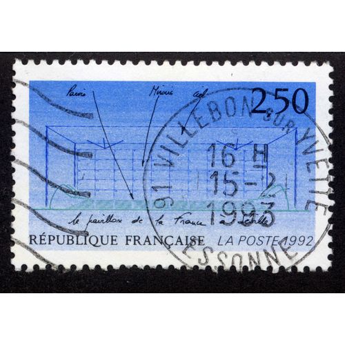 Timbre : 1992 Le Pavillon De La France À Séville,République Française,2,50