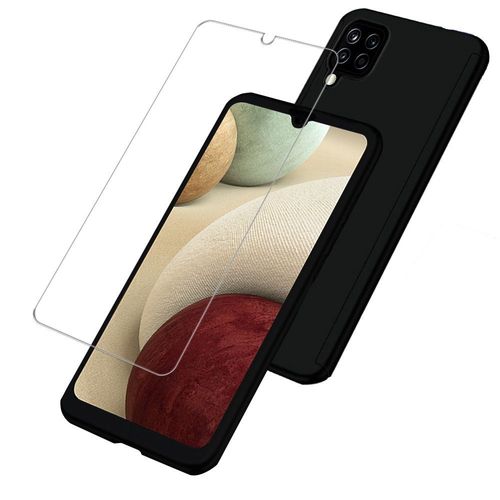 Coque De Protection 360° Pour Samsung Galaxy A12 Nacho 6.5" Avant Et Arrière Avec Verre Trempé - Noir