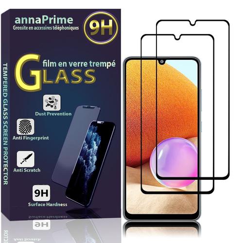 Lot / Pack De 2 Films Verre Trempé Pour Samsung Galaxy A32/ A32 4g 6.4" De Protection D'écran - Couleur Noir