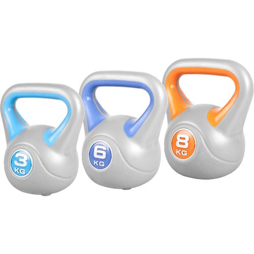 Gorilla Sports - Kettlebells Plastique Stylish De 2 À 20 Kg - Haltères Russes - Poids : Lot De 3 (3kg - 6 Kg - 8 Kg)