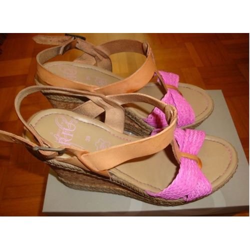Sandales Rose Jacqueline Riu Pt.39 Semelles Compensées