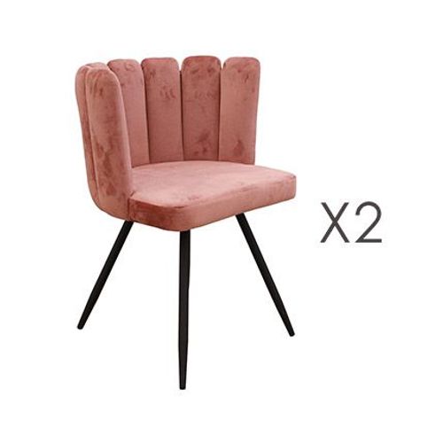 Lot De 2 Chaises 52,5x50,5x80 Cm En Velours Rose - Hary