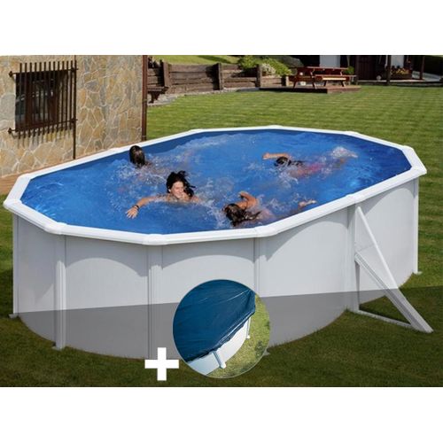 Kit piscine acier blanc Gré Bora Bora ovale 5,27 x 3,27 x 1,22 m + Bâche hiver