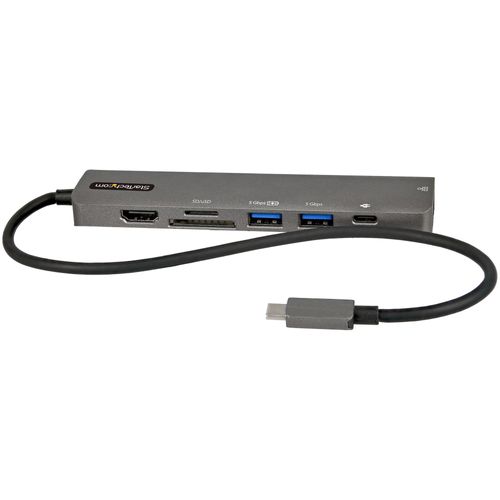 StarTech.com Adaptateur Multiport USB-C - USB Type C vers HDMI 2.0 4K 60Hz, Alimentation 100W Passthrough, SD/MicroSD, Hub 2 Ports USB 3.0 - GbE - Mini Dock USB-C - Câble Intégré 30cm...