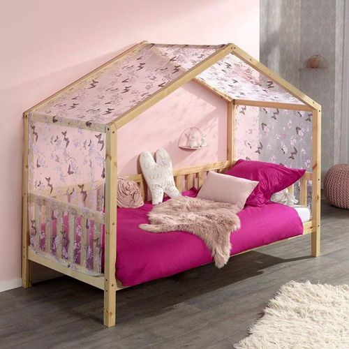 Pack - Lit Enfant Cabane & Matelas "Dallas Iii" 90x200cm Naturel