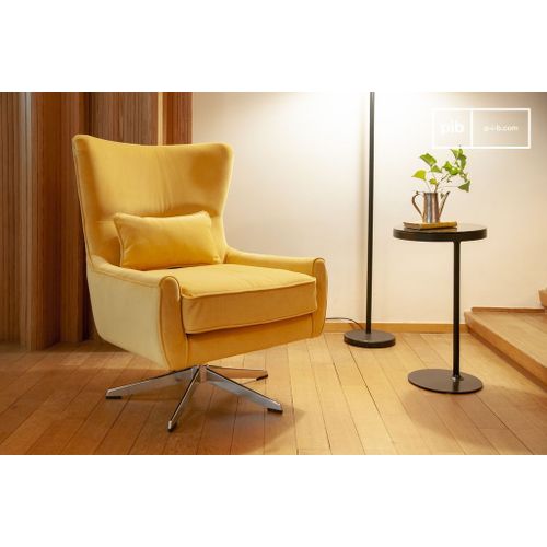 Fauteuil Rotatif En Velours Jaune Balmat