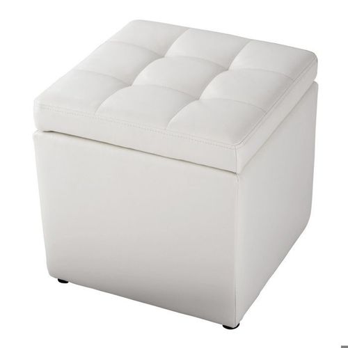 Costway Tabouret De Rangement 64 L- 40 X 40 X 40cm En Pu Charge Max. 150kg Blanc