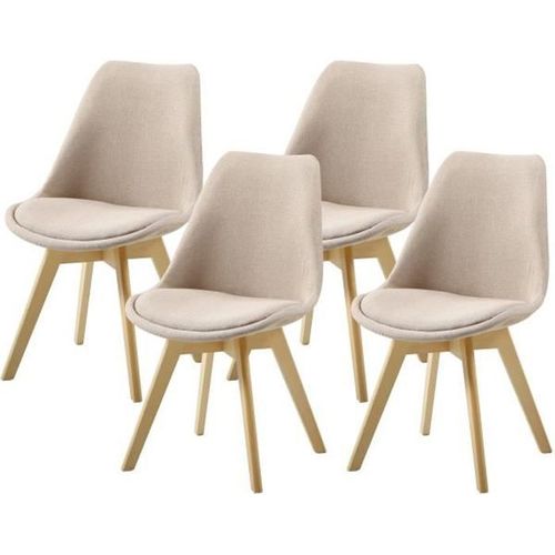 Stone Lot De 4 Chaises Design Scandinave Taupe Bois Naturel