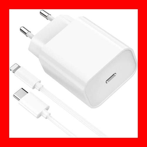 Chargeur Rapide 20w + Cable Usb-C/Lightning Pour Iphone 13 / 13 Pro / 13 Mini / Iphone 11 / 12 / Pro / Max