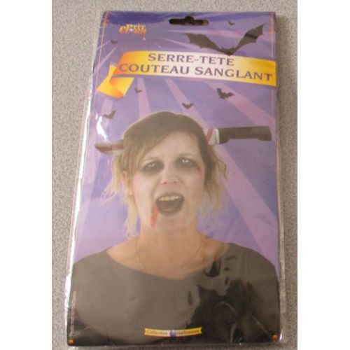 Serre-Tête Couteau Sanglant - Article Pour Adulte - Pour Fêter Halloween Ou Compléter Un Déguisement De Zombie - Marque Petit Clown - Sous Cellophane
