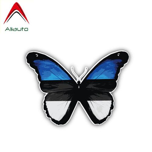 Aliauto Autocollants De Voiture, Drapeau Estonien En Vinyle, Housse De Décalcomanies, Pour Mustang Renault Megane 2 Suzuki Swift , 14cm X 10cm